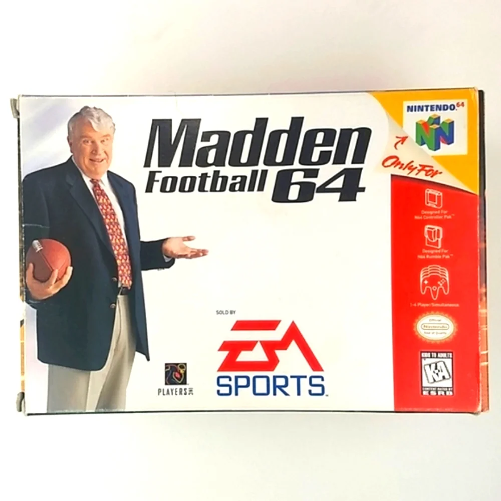Madden Football 64, N64 Original Retail Box and All Original Manuals 1997